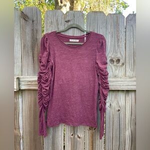 We The Free Natasha Ruched Sleeve Tee